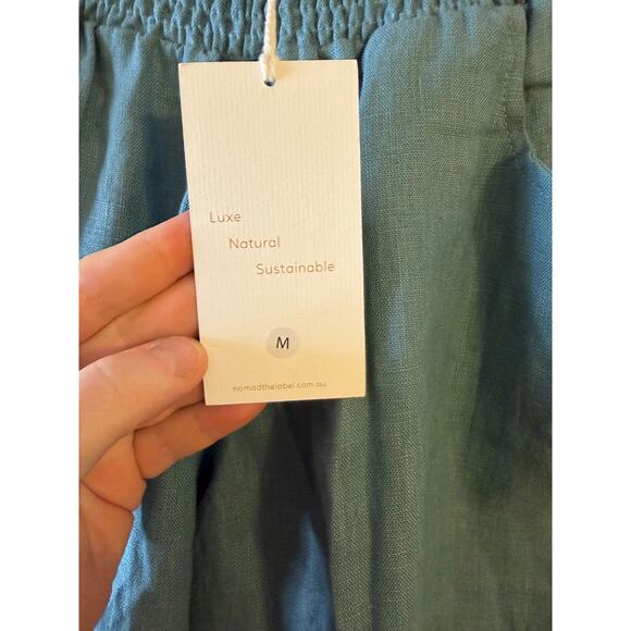 NWT Nomad The Label Sadhu French Linen Pants Tahiti Blue Medium/12 Sustainable - Picture 7 of 11